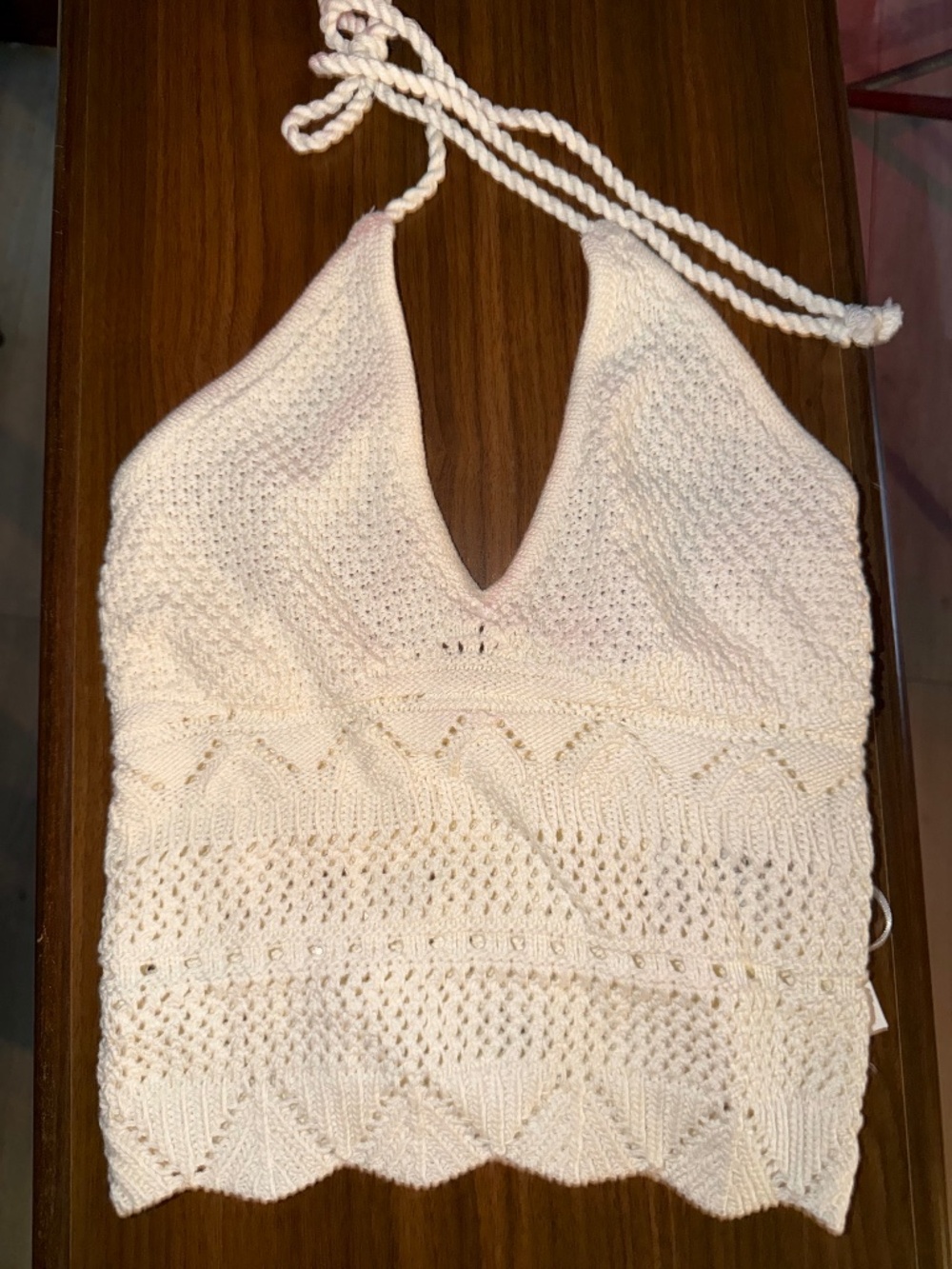 White/Cream knit halter top
